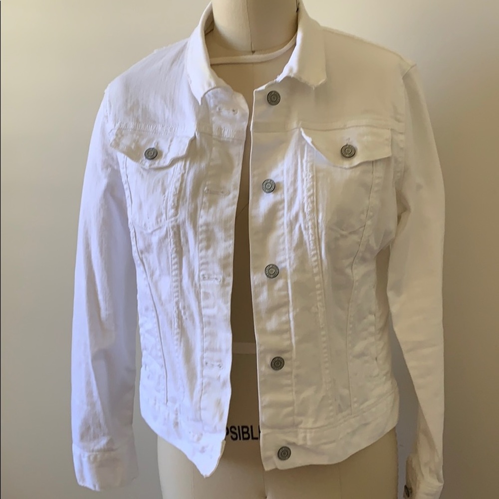 Distressed White denim jacket by Gap
